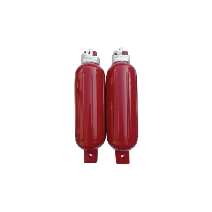Seachoice 79256 Twin Eye Ribbed Fender Kit (Includes 2 5.5" x 20" Red Fenders and 2 Matching 3/8 x 5' Fender Lines)